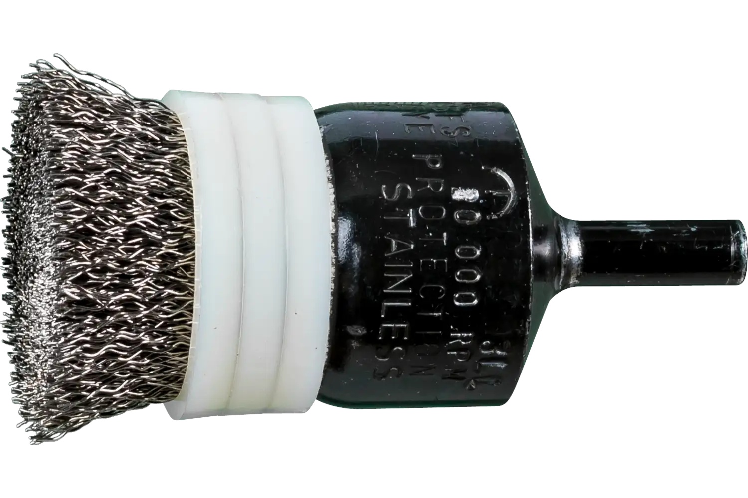 Picture of Pferd Banded Crimped Wire End Brush 1" Dia. .010 Stainless Steel 1/4" Shank